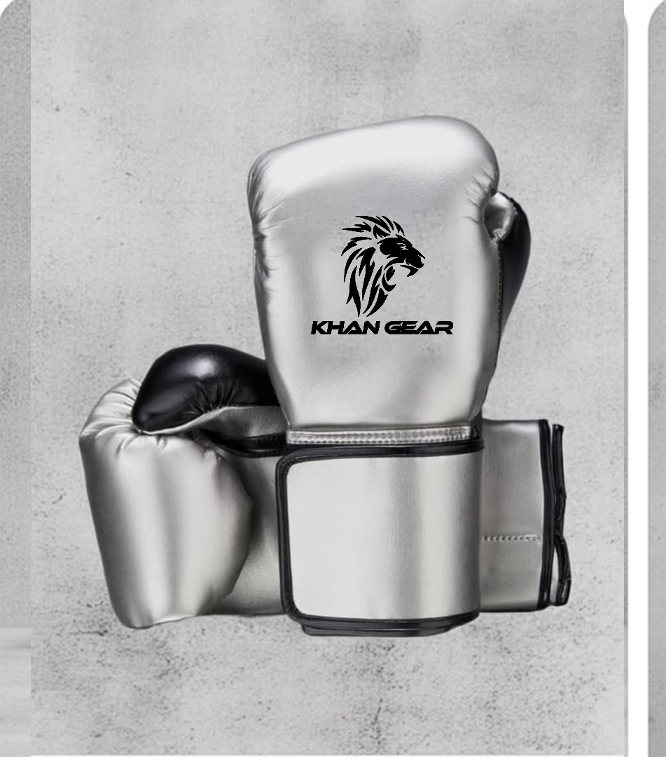 Khan Gear Silver Boxing Gloves