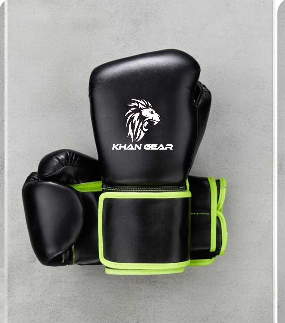 Khan Gear Black & Green Boxing Gloves