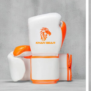 Khan Gear White & Orange Boxing Gloves
