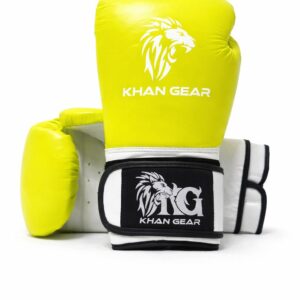 KHAN GEAR Exclusive Boxing Gloves – YELLOW & WHITE – 14-16oz