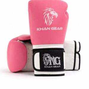 KHAN GEAR Exclusive Boxing Gloves – PINK & WHITE– 16oz